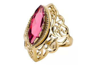 Каблучка Рубін 14K Жовте золото Вінтаж стиль vrc017y